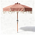 Parasoll met houten stok en franjes in terracotta kleur 200 x 200 x 250cm
