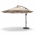 Parasoll met een bruine metalen standaard en een lichtbeige doek 200 x 200 x 250cm