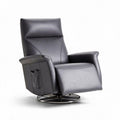 Relaxfauteuil met draaifunctie en opbergzak van zwart kunstleer 80 x 80 x 100cm