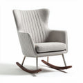 Schommelen fauteuil met moderne stof en houten onderstel 80 x 80 x 100cm