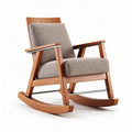 Schommelstoel van hout met gestoffeerde zitting in beige 80 x 70 x 90cm